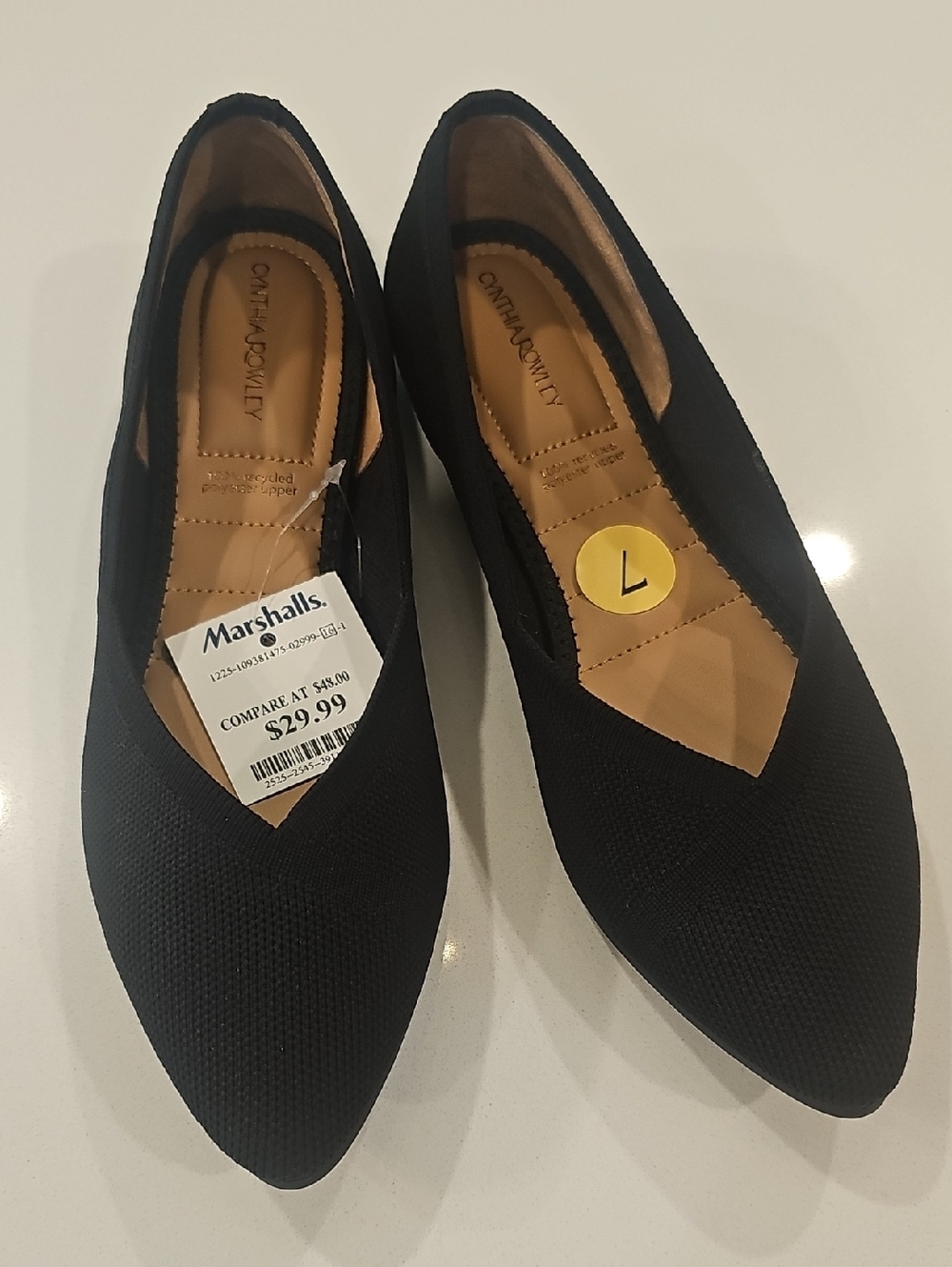 Cynthia Rowley Black Pointed-Toe Knit Flats